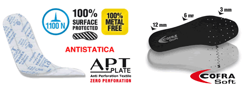 Soletta traspirante e lamina antistatica Soletta Soft e lamina antiperforazione