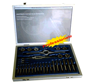Assortimento serie filiere e maschi per filettatura Cassetta assortimento filiere e maschi professionale