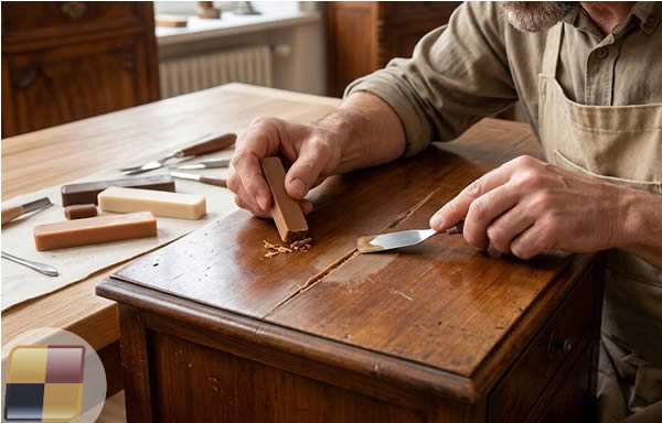 Utilizzo stick cera restauro legno