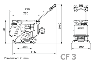 Dimensioni piastra vibrante CF3 Weber Dimensioni piastra vibrante CF3